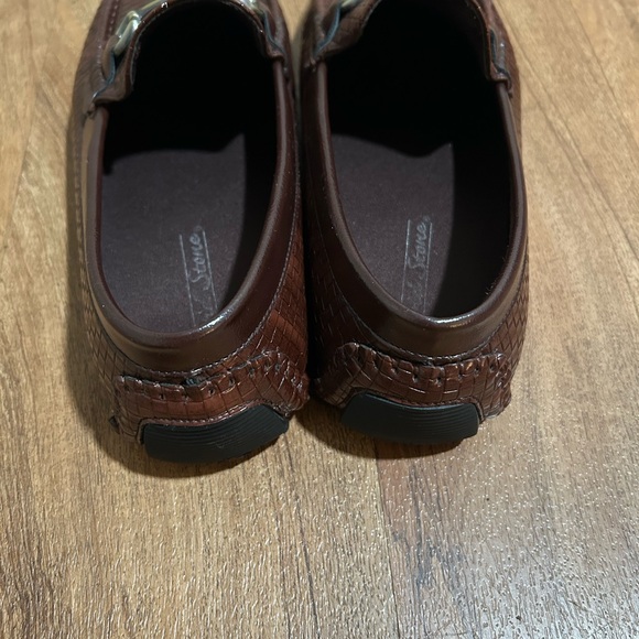 David Stone Brown Men’s Size 10 Woven Faux Leather Horsebit Loafers Moccasins - Picture 2 of 10